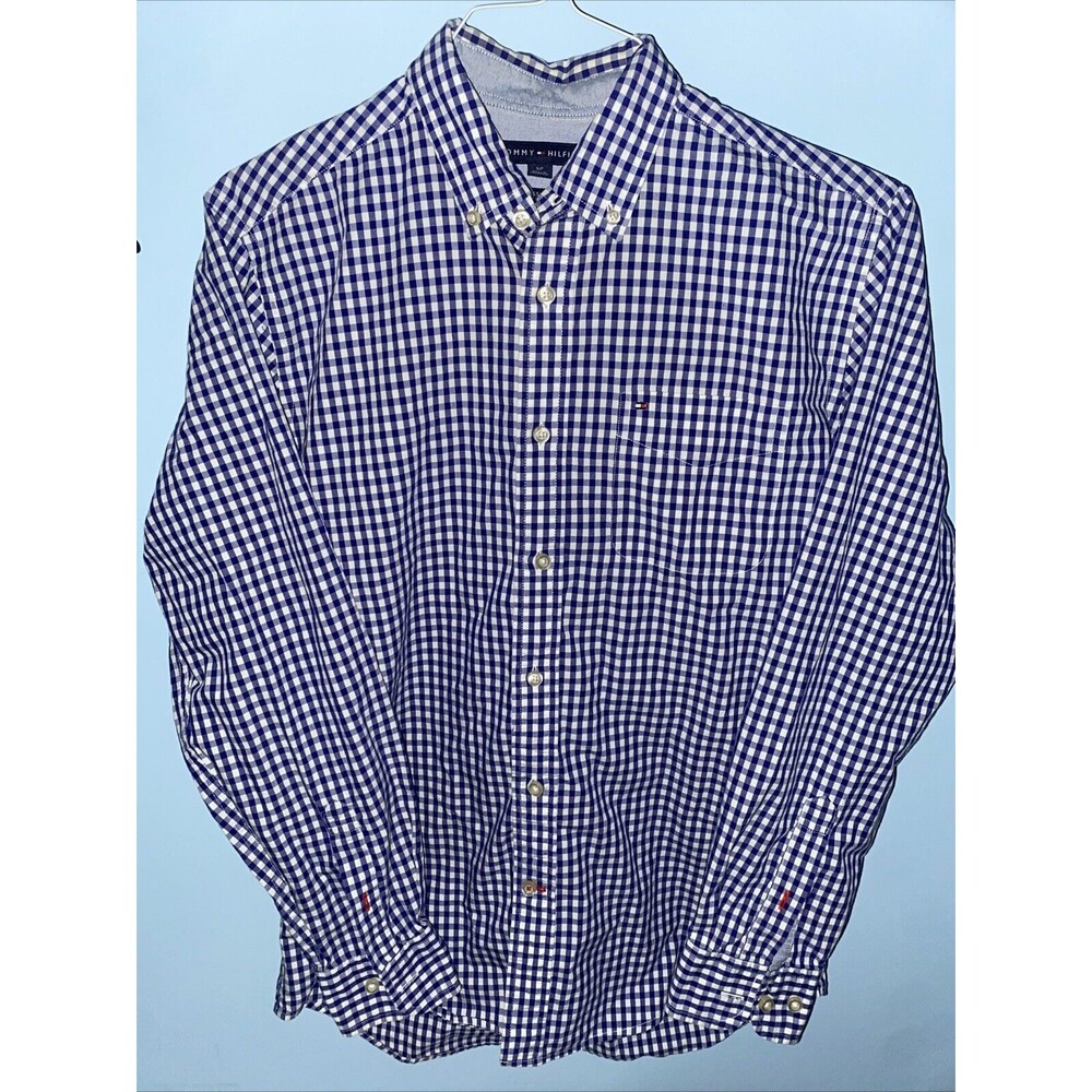 Tommy Hilfiger Mens Long Sleeve Shirt Size Small Button Down Up Classic Fit Blue
